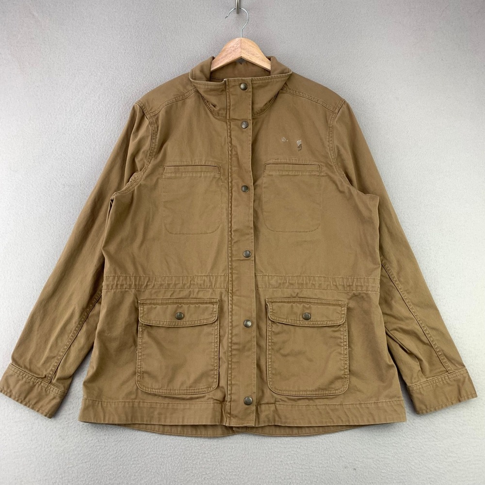 LL Bean Field Jacket Womens L Brown Canvas Utility Barn Coat Lightweight‎